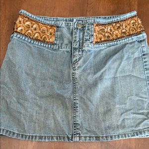 Stunning beaded jean skirt